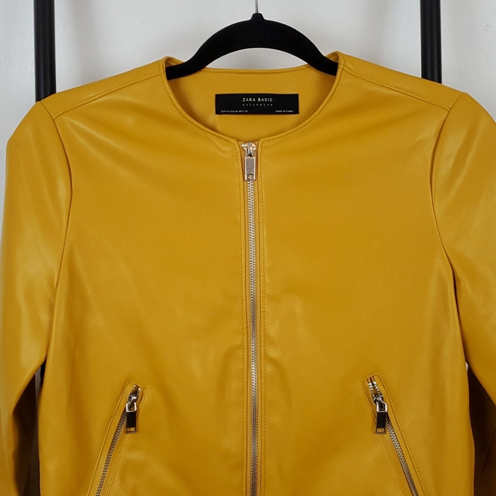 Zara Basic Outerwear Yellow Full Zipper Jacket Si… - image 2